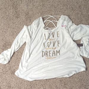 No Boundaries White Top with Gold Accents(NWT)